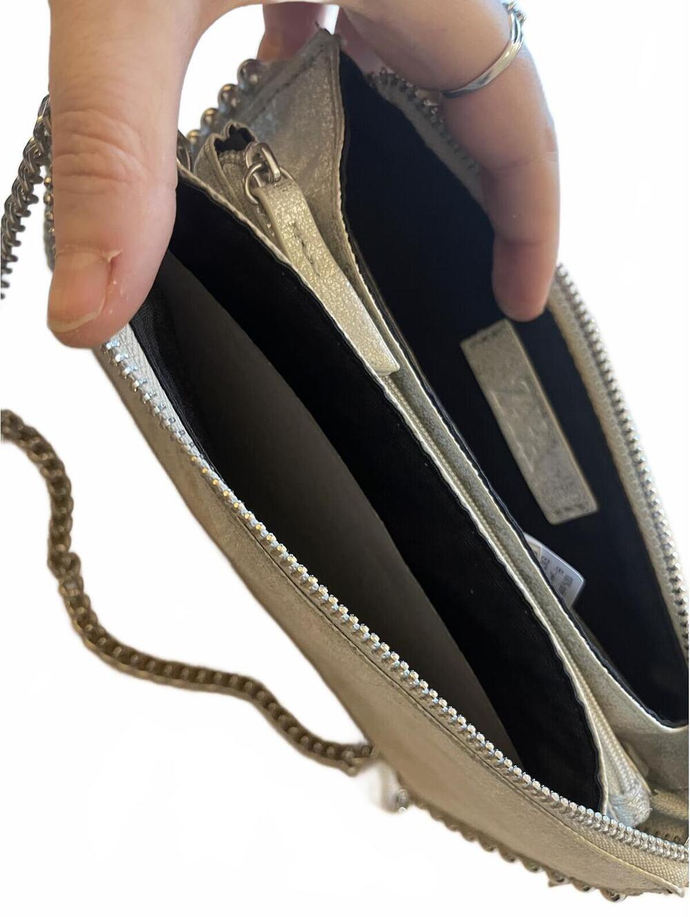 Zara Silver Metallic Chain Shoulder Bag with Stud Detailing - Picture 2 of 5
